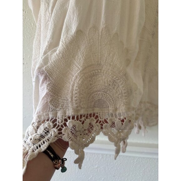 Coco + Carmen L/XL Ivory Crochet Lace Sleeveless Tunic Blouse Top Boho Women - Picture 4 of 11